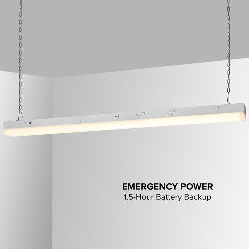 Maxxima 4 ft. Linear Strip Light Fixture, EM Battery Backup