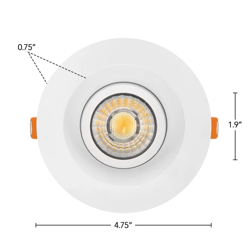 4 in. Adjustable Recessed Anti-Glare LED Gimbal Downlight, Canless IC Rated, 1100 Lumens, 5 CCT 2700K-5000K, 360° Rotation