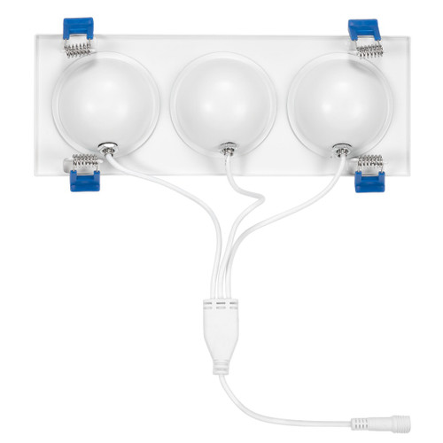 2 in. 3 Head LED Slim Square Recessed Floating Gimbal Downlight, White, Canless IC Rated, 2000 Lumens, 5 CCT 2700K-5000K