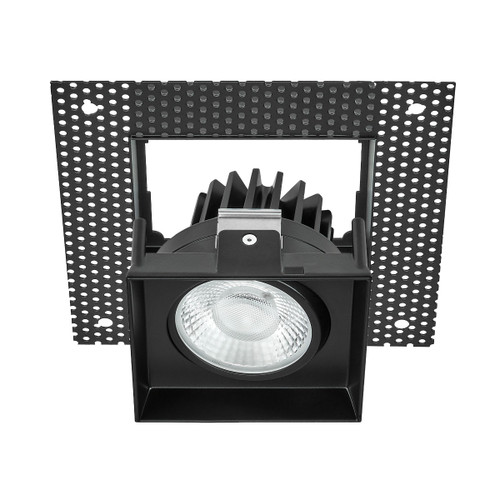 4 in. Adjustable LED Slim Trimless Square Recessed Anti-Glare Gimbal Downlight, Black, Canless IC Rated, 1000 Lumens, 5 CCT 2700K-5000K