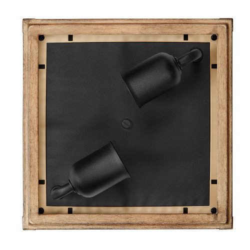 Outdoor Flush Mount Ceiling Light Fixture, Wood Grain Porch Light w/ Water Glass, Bulbs Not Included