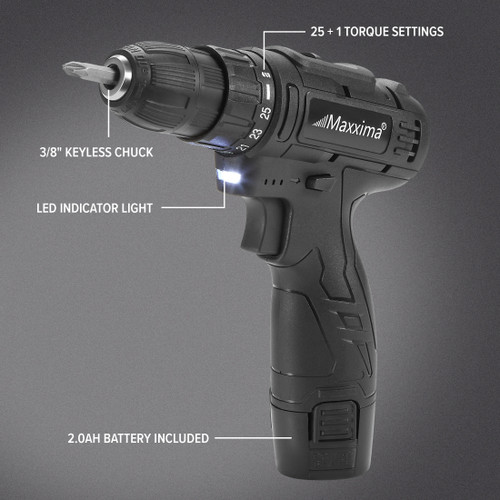 12V Cordless Power Drill Kit with Battery & Charger, High-Speed, 1400 RPM, 25+1 Torque Control