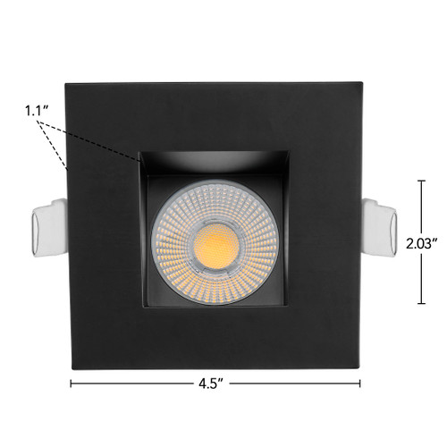 4 in. Slim Square Sloped Recessed Anti-Glare LED Downlight, Black Trim, Canless IC Rated, 1000 Lumens, 5 CCT 2700K-5000K