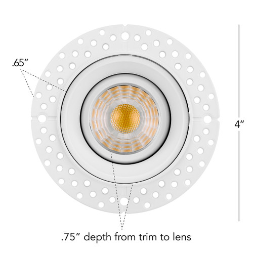 3 in. 5 CCT Adjustable LED Slim Trimless Eyeball Gimbal Downlight, 600 Lumens, Color Selectable 2700K-5000K, 360° Rotation