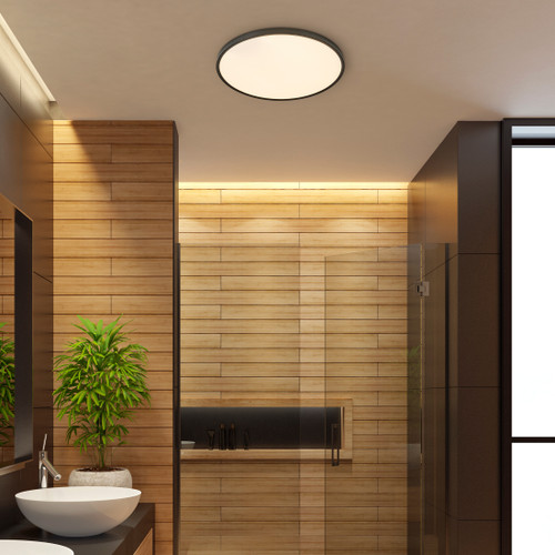 24 in. Black LED Flush Mount Ceiling Light, 5 CCT 2700K-5000K, 3300 Lumens, Dimmable