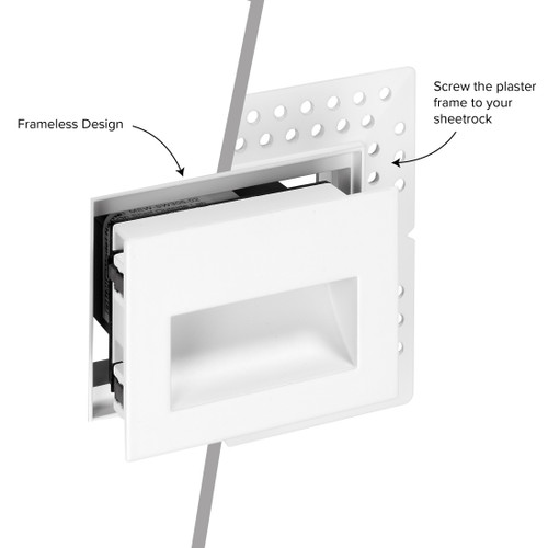 Horizontal Trimless LED Step Light, Indoor/Outdoor Stair Light, 5 CCT Color Selectable 2700K-5000K, White