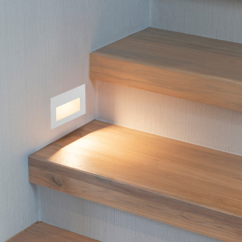 Horizontal Trimless LED Step Light, Indoor/Outdoor Stair Light, 5 CCT Color Selectable 2700K-5000K, White