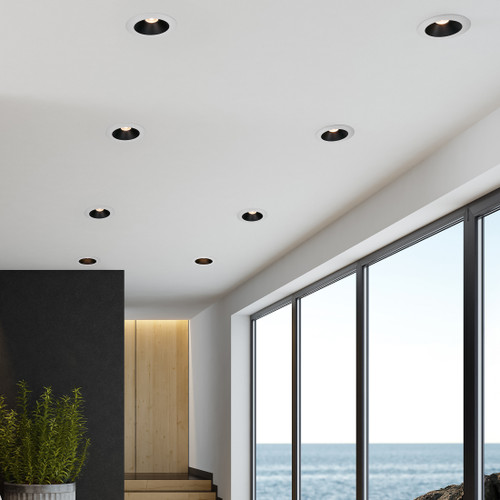 5 in. and 6 in. Retrofit Round Recessed Anti-Glare LED Downlight, White Trim Black Baffle, 1200 Lumens, 5 CCT 2700K-5000K