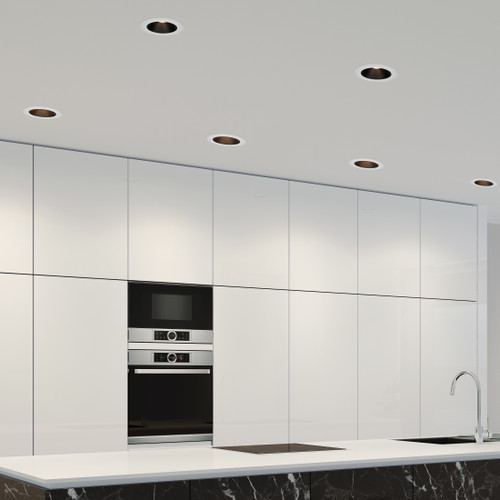5 in. and 6 in. Retrofit Round Recessed Anti-Glare LED Downlight, White Trim Black Baffle, 1200 Lumens, 5 CCT 2700K-5000K