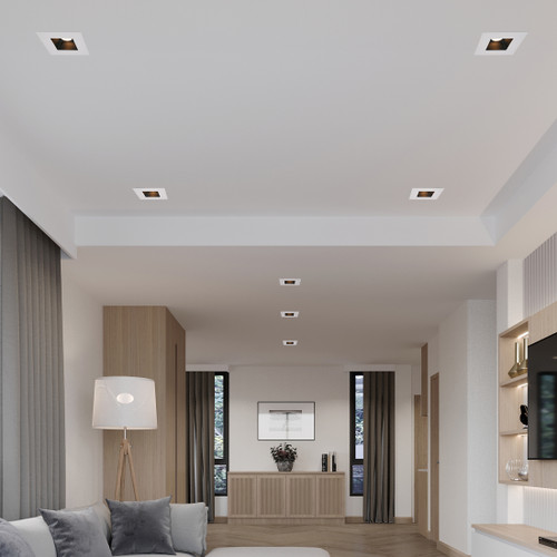 6 in. Slim Square Recessed Anti-Glare LED Downlight, White Trim Black Baffle, Canless IC Rated, 1200 Lumens, 5 CCT 2700K-5000K
