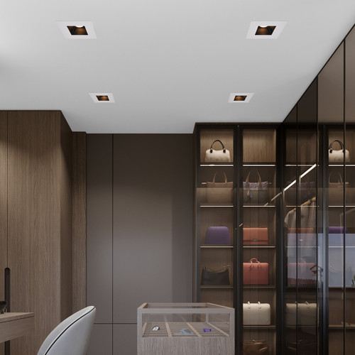 6 in. Slim Square Recessed Anti-Glare LED Downlight, White Trim Black Baffle, Canless IC Rated, 1200 Lumens, 5 CCT 2700K-5000K