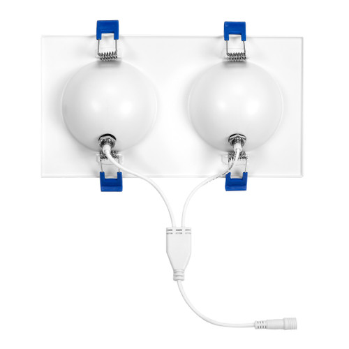 4 in. 2 Head LED Slim Square Recessed Floating Gimbal Downlight, White, Canless IC Rated, 2000 Lumens, 5 CCT 2700K-5000K