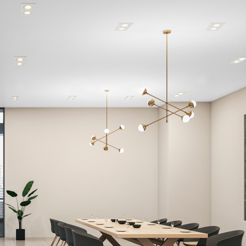 4 in. 2 Head LED Slim Square Recessed Floating Gimbal Downlight, White, Canless IC Rated, 2000 Lumens, 5 CCT 2700K-5000K