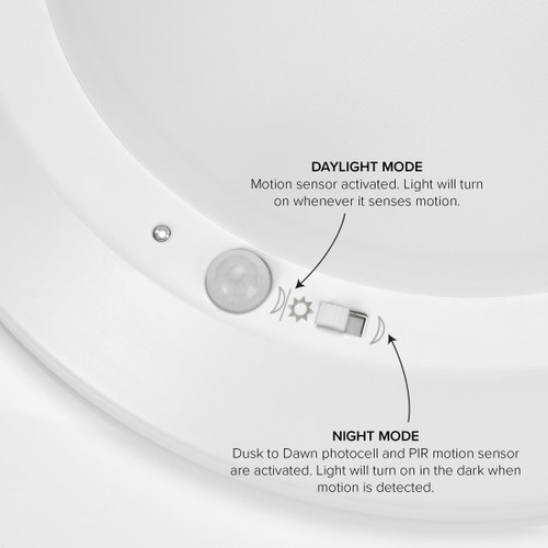 10 in. Round LED Disk Light Ceiling Fixture, Motion Sensor & Dusk to Dawn, 5 CCT 2700K-5000K, 2000 Lumens