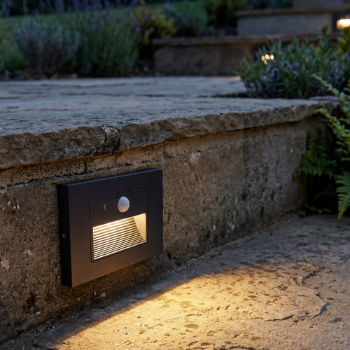 Horizontal LED Motion Sensor Step Light, Indoor/Outdoor Stair Light, 3 CCT Color Selectable 3000K/4000K/5000K, Black (2 Pack)