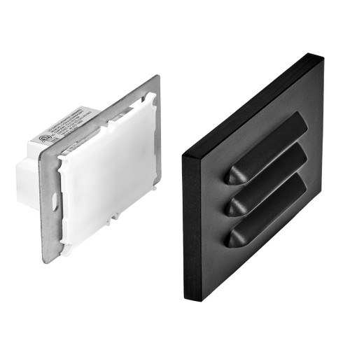 Horizontal LED Grated Step Light, Indoor/Outdoor Stair Light, 3 CCT Color Selectable 3000K/4000K/5000K, Black (2 Pack)