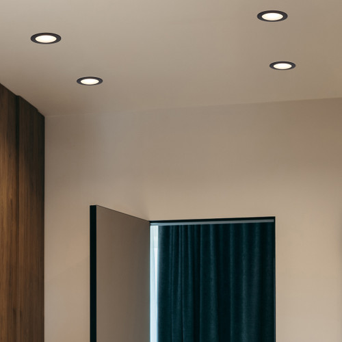 4 in. Flat Lens Retrofit Recessed LED Downlight, Black Trim, 800 Lumens, 5 CCT Color Selectable 2700K-5000K