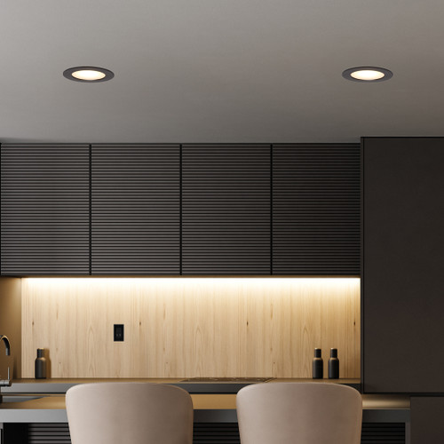 6 in. Flat Lens Retrofit Recessed LED Downlight, Black Trim, 1000 Lumens, 5 CCT Color Selectable 2700K-5000K