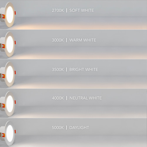 4 in. Recessed LED Downlight, Canless w/ Deep Baffle, 600 Lumens, 5 CCT Color Selectable 2700K-5000K