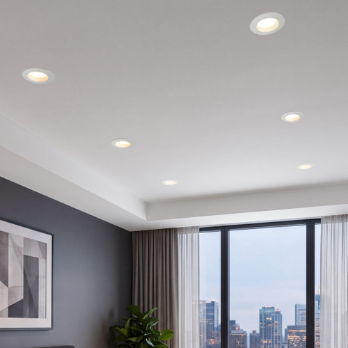 4 in. Recessed LED Downlight, Canless w/ Deep Baffle, 600 Lumens, 5 CCT Color Selectable 2700K-5000K