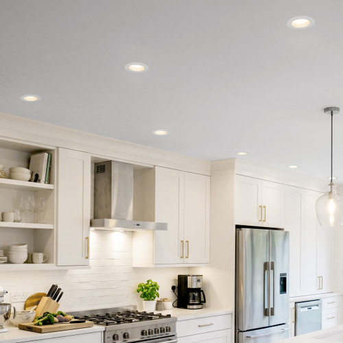 4 in. Recessed LED Downlight, Canless w/ Deep Baffle, 600 Lumens, 5 CCT Color Selectable 2700K-5000K
