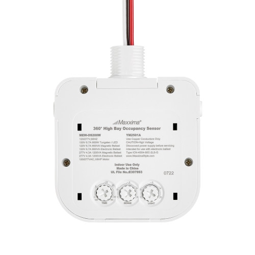 High Bay Fixture Mount 360 Degree PIR Occupancy Sensor, Hard-Wired Motion Sensor, Max Height 30 Ft, Commercial or Residential, 120-277V