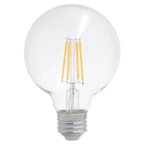 G25 LED Globe Edison Bulb, Yellow Filament Vanity Light Bulb, 40 Watt Equal, 2700K Warm White 500 Lumens (6 Pack) 