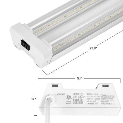 2 ft. Utility LED Shop Light Fixture, Linkable, Clear Lens 5000K Daylight 2500 Lumens