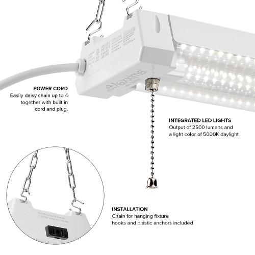 2 ft. LED Shop Light, Hanging Garage Light, Clear Lens
