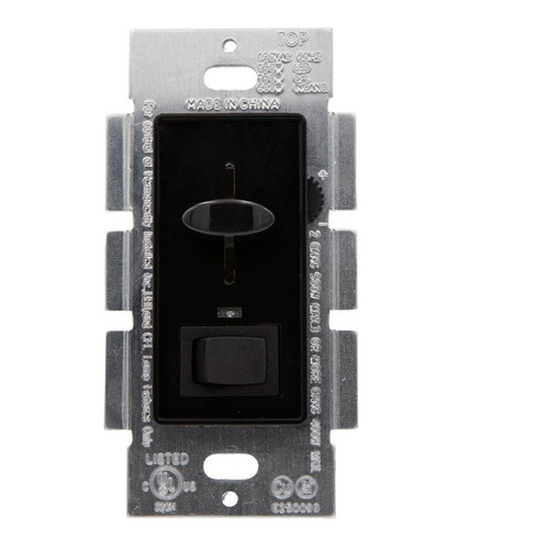 3-Way / Single Pole Dimmer Light Switch 600W, Indicator Light, LED Compatible, Wall Plate Included, Black