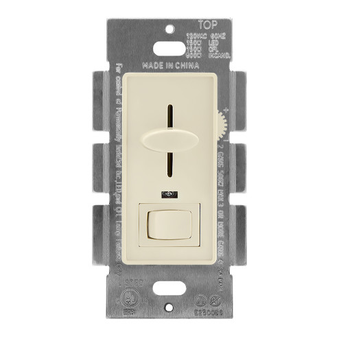 3-Way / Single Pole Dimmer Light Switch 600W, Indicator Light, LED Compatible, Wall Plate Included, Ivory