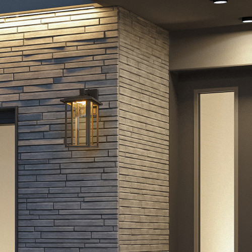 LED Outdoor Wall Light Seeded Glass, Dusk to Dawn Sensor, 1000 Lumens, 3000K Warm White - 15.5 in. Height