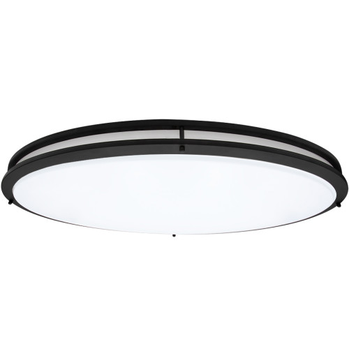 32 in. Oval LED Ceiling Mount Fixture, Dual Ring Black, Dimmable, 3 CCT 3000K-5000K, 5500 Lumens