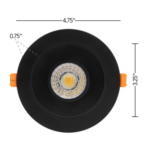 4 in. Slim Round Recessed Anti-Glare LED Downlight, Black Trim, Canless IC Rated, 1050 Lumens, 5 CCT 2700K-5000K