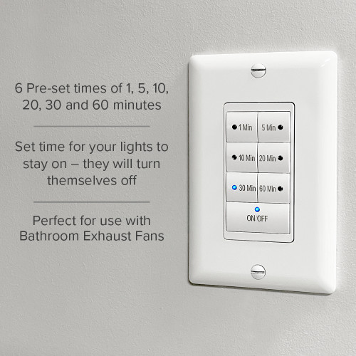 7 Button In-Wall Countdown Timer Switch, Maximum 60 Minutes Delay, 1875 Watt