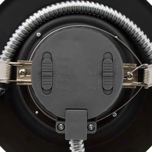 8 in. Recessed Commercial LED Downlight, Black Trim, Selectable Color Temperature / Wattage, up to 2200 Lumens