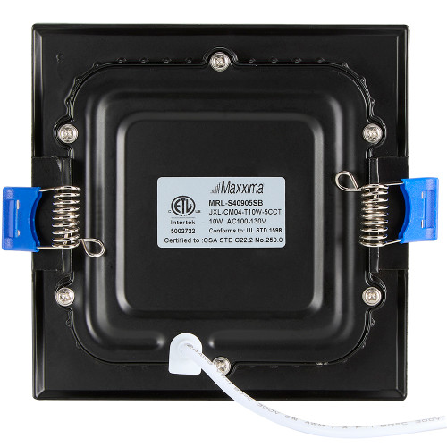 4 in. Slim Square Recessed LED Downlight, Black Trim, Canless IC Rated, 700 Lumens, 5 CCT Color Selectable 2700K-5000K