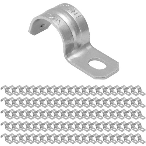 1/2 in. Electrical Metallic Tube (EMT) Push-On 1-Hole Pipe Straps for Conduit Installation (100 Pack)