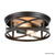 11 in. 2-Light Indoor / Outdoor Flush Mount Ceiling Light, Round Black w/ Wood Grain Farmhouse Fixture, Bulbs Not Included