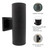LED Cylinder Outdoor Wall Wash, Up and Down Sconce Light, 24 Watt, 1680 Lumens, 3000K Warm White, Black - 12 in. Height