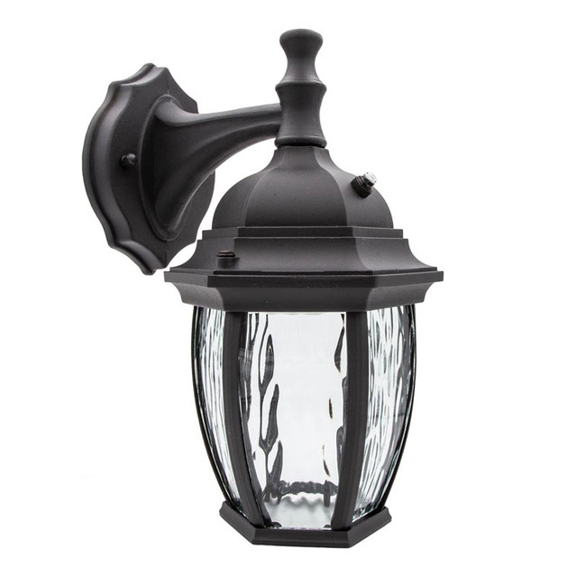 LED Outdoor Wall Light Water Glass, Photocell, Aged Bronze