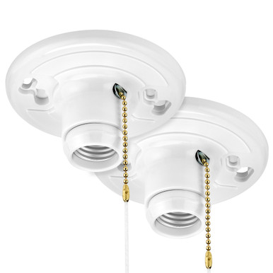 Plastic Lamp Holder, Pull Chain, e26 Bulb Base (2-Pack)