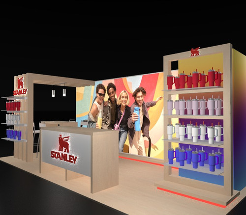 10 x 20 trade show booth example from ExpoMarketing - angled view 10 x 20 trade show booth example from ExpoMarketing - angled view