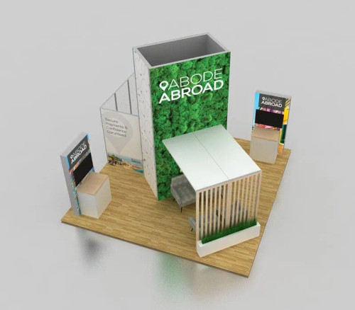 trade show booth example by ExpoMarketing - angled view trade show booth example by ExpoMarketing - angled view