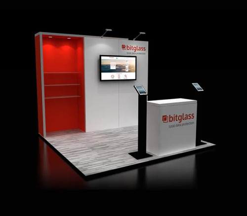 BITGLASS 10x10 custom trade show booth-feature view BITGLASS 10x10 custom trade show booth-feature view