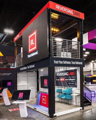 20 x 20 trade show booth by ExpoMarketing - angled image