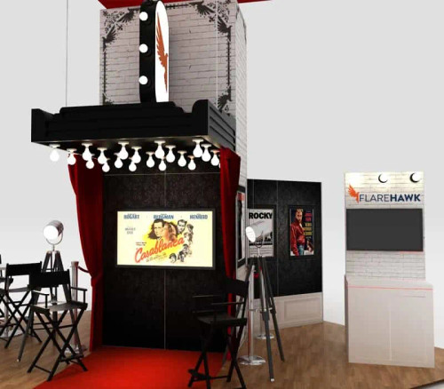 20 x 20 portable trade show booth by ExpoMarketing - angled image 20 x 20 portable trade show booth by ExpoMarketing - angled image
