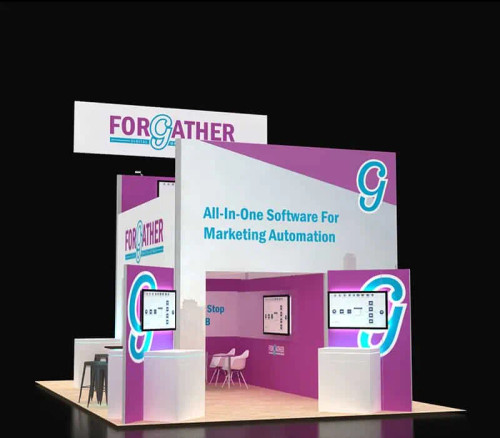 20 x 30 trade show booth by ExpoMarketing - angled image 20 x 30 trade show booth by ExpoMarketing - angled image