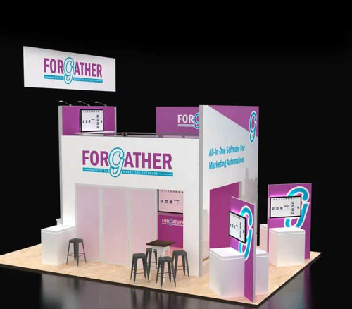 20 x 30 trade show booth by ExpoMarketing - angled image 20 x 30 trade show booth by ExpoMarketing - angled image