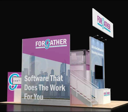 20 x 30 trade show booth by ExpoMarketing - angled image 20 x 30 trade show booth by ExpoMarketing - angled image